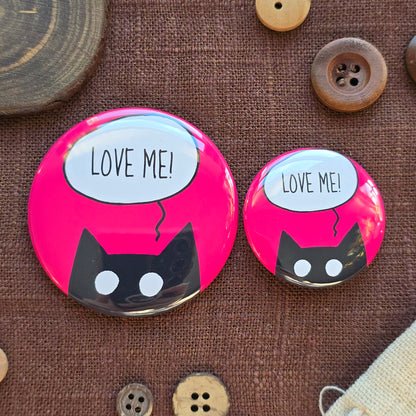 Love Me! Black Cat Button & Magnet