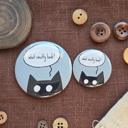 What Smutty Book? Black Cat Button & Magnet