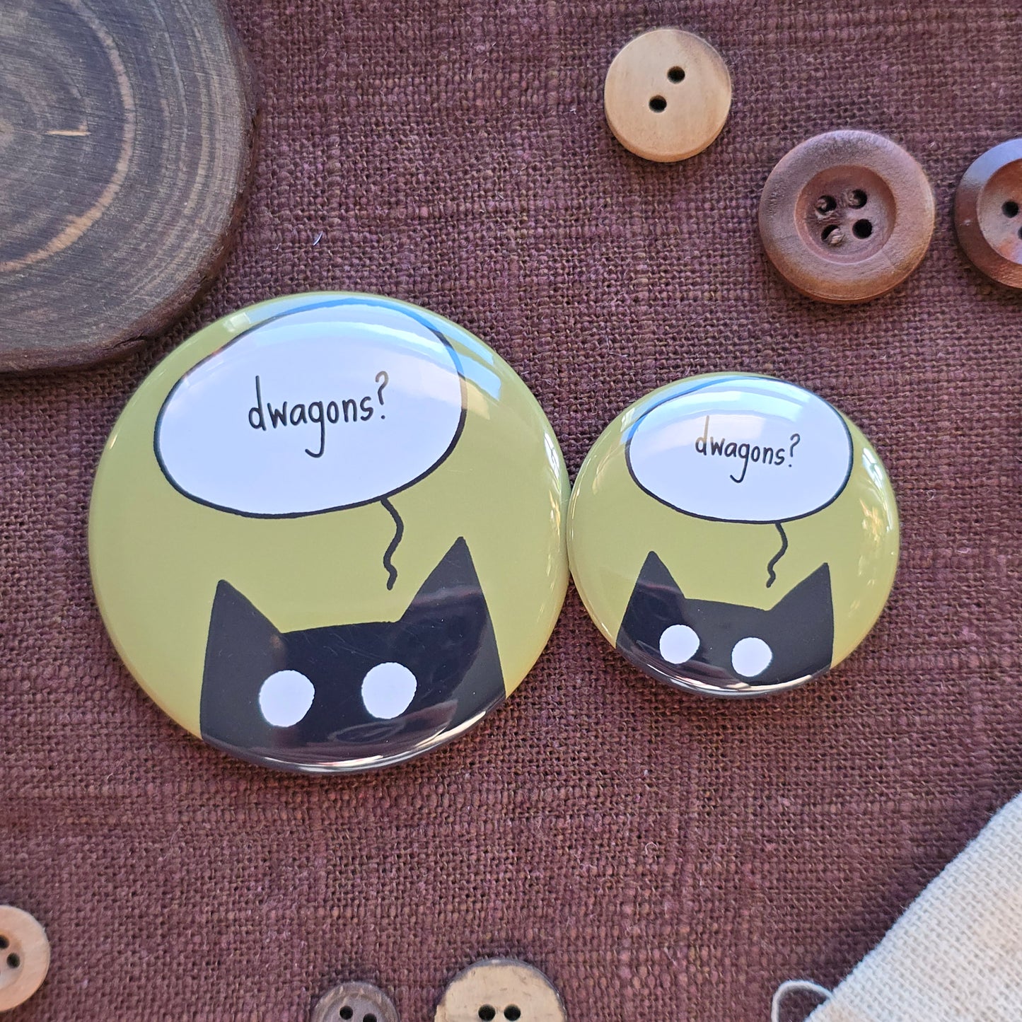 Dwagon? Black Cat Button & Magnet