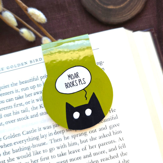 MOAR BOOKS PLS Cat Magnetic Bookmark