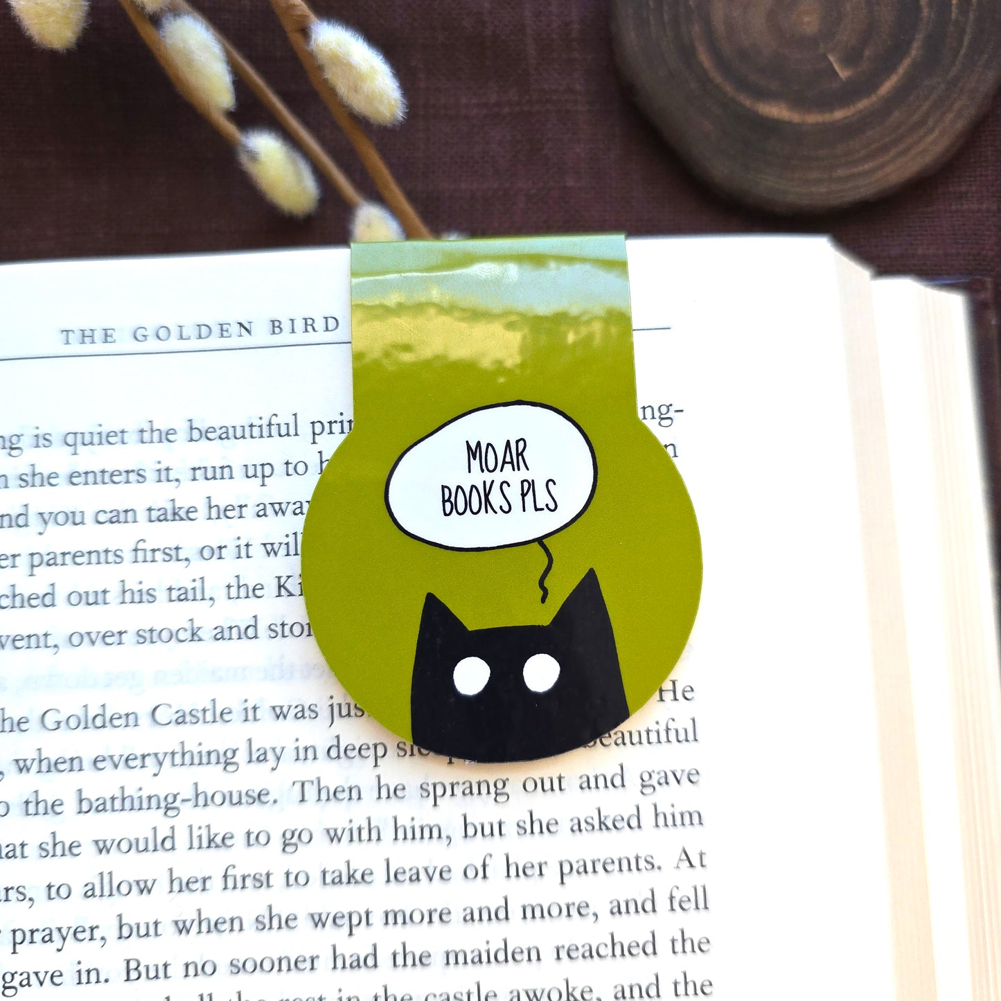 MOAR BOOKS PLS Cat Magnetic Bookmark
