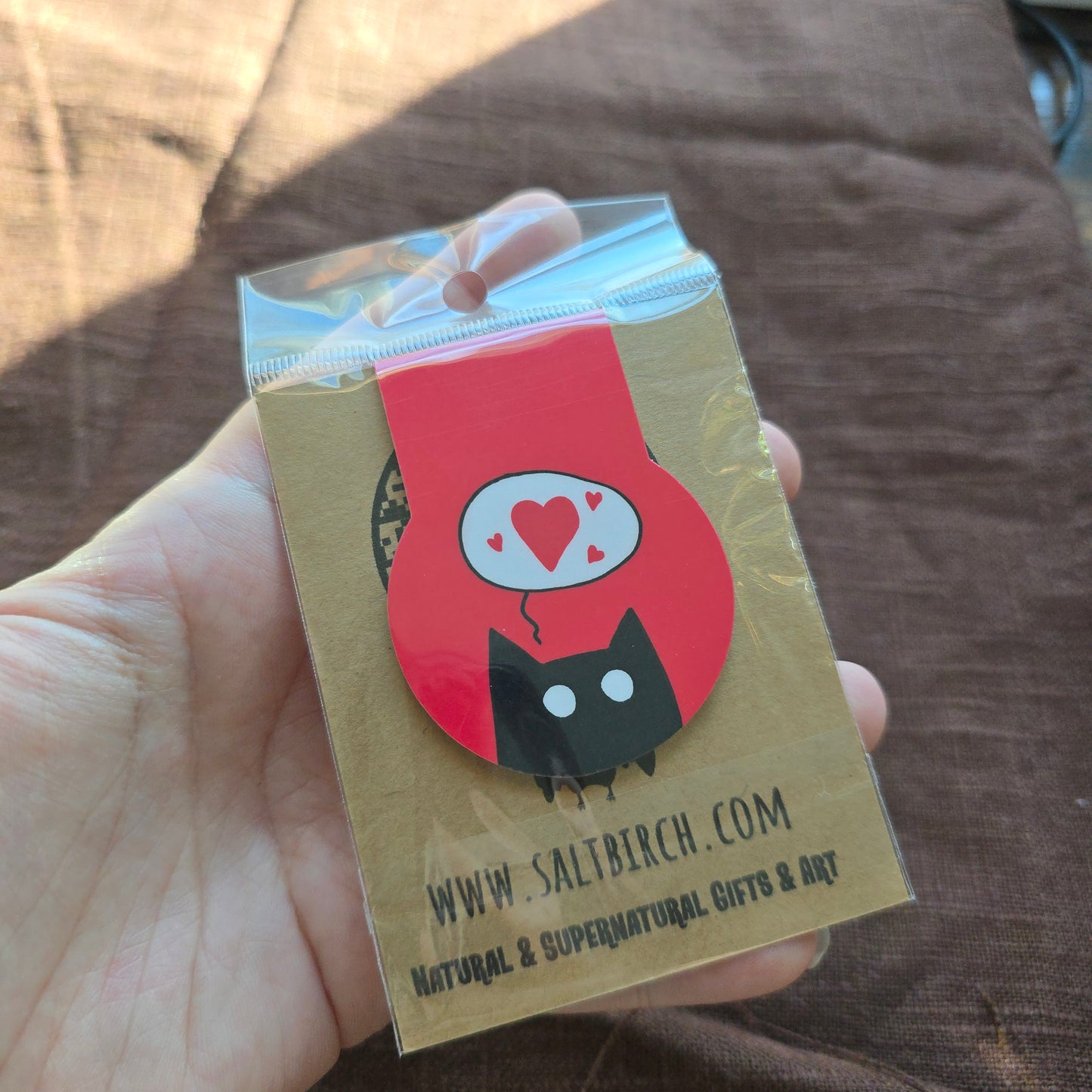 Hearts Black Cat Magnetic Bookmark