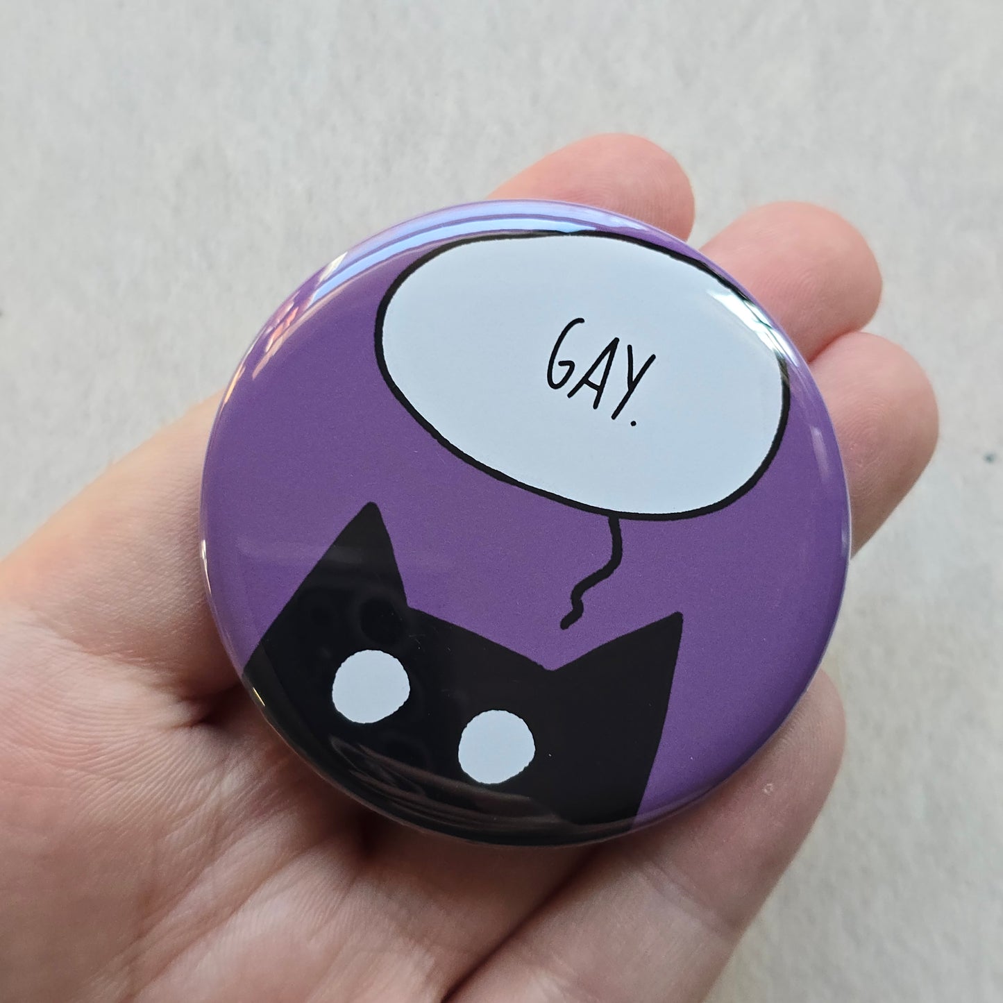 GAY Black Cat Button & Magnet