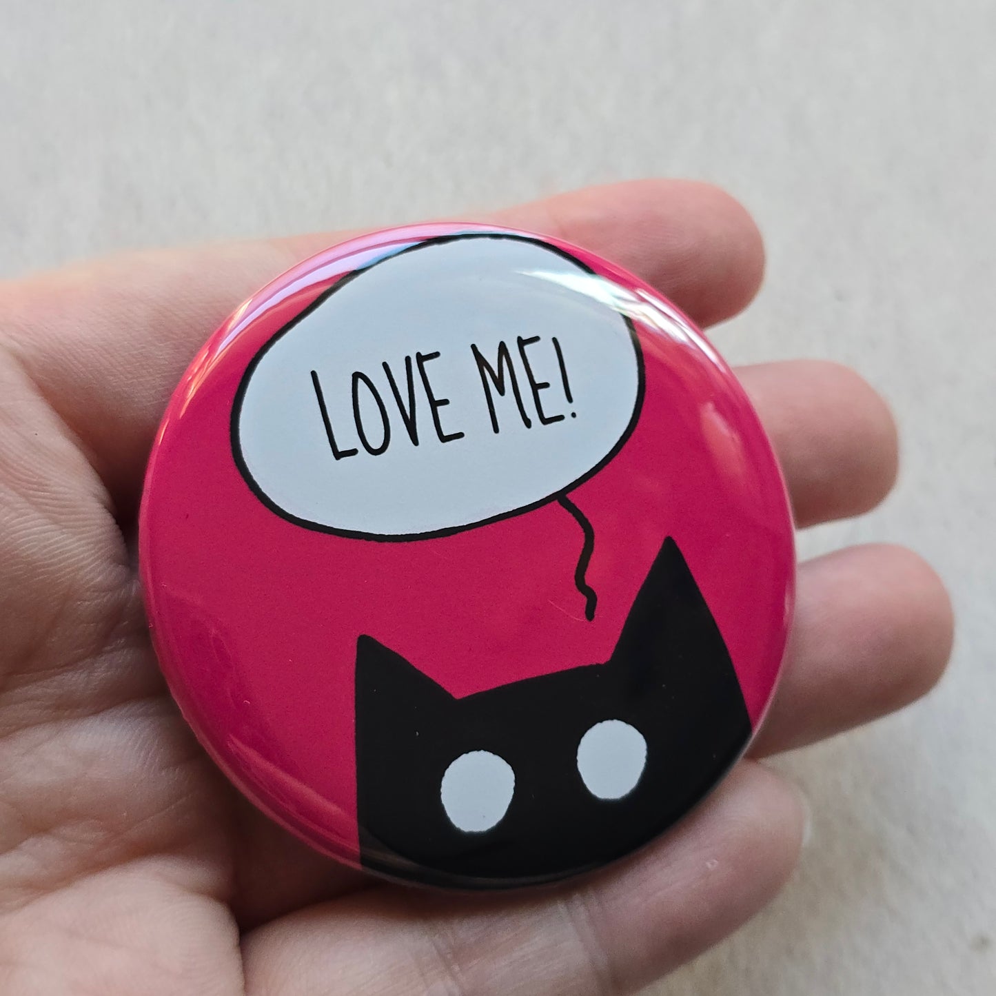 Love Me! Black Cat Button & Magnet