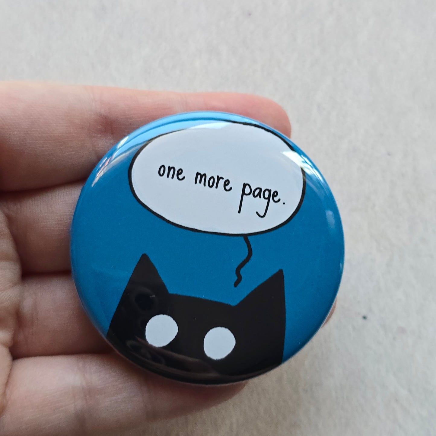 One More Page Black Cat Button & Magnet