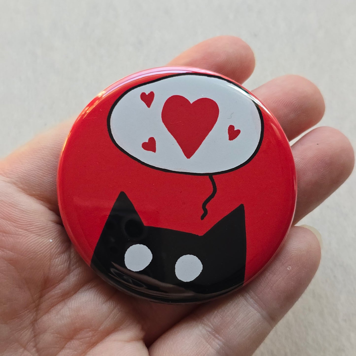 Heart Black Cat Button & Magnet