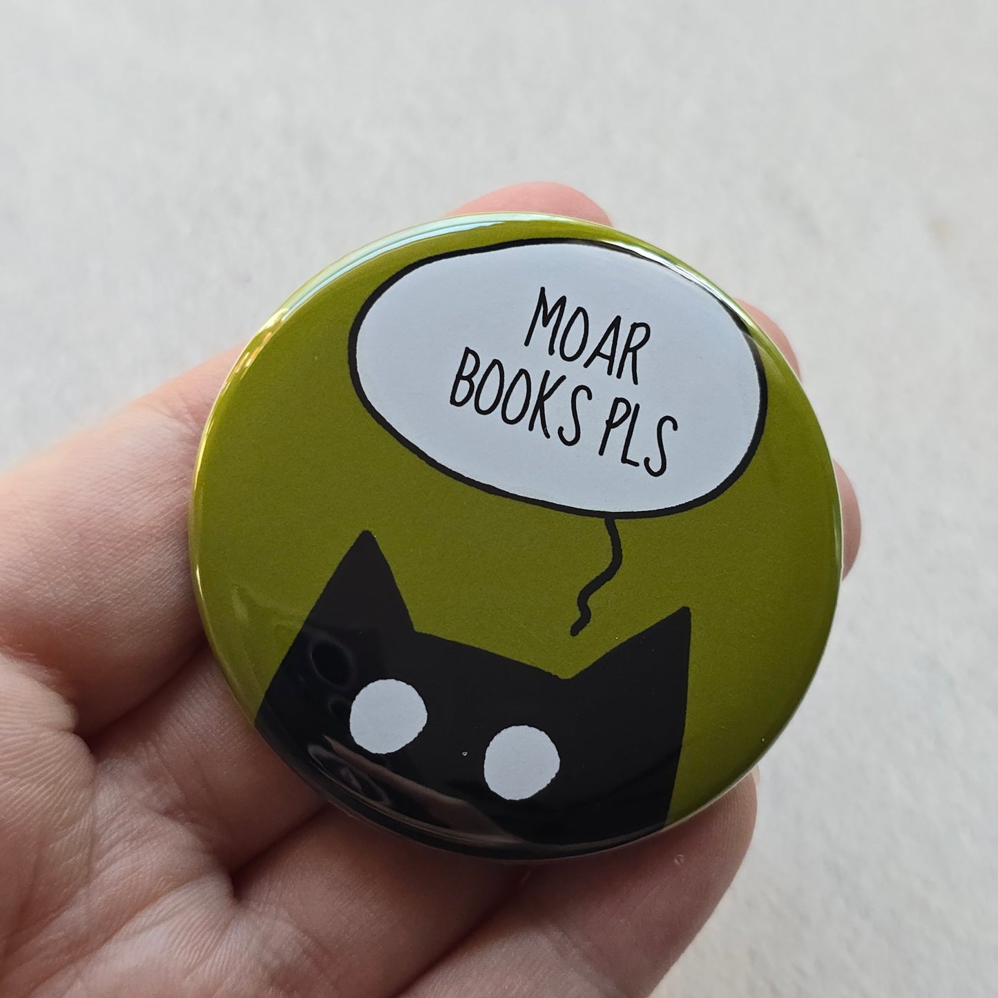 MOAR BOOKS PLS Black Cat Button & Magnet