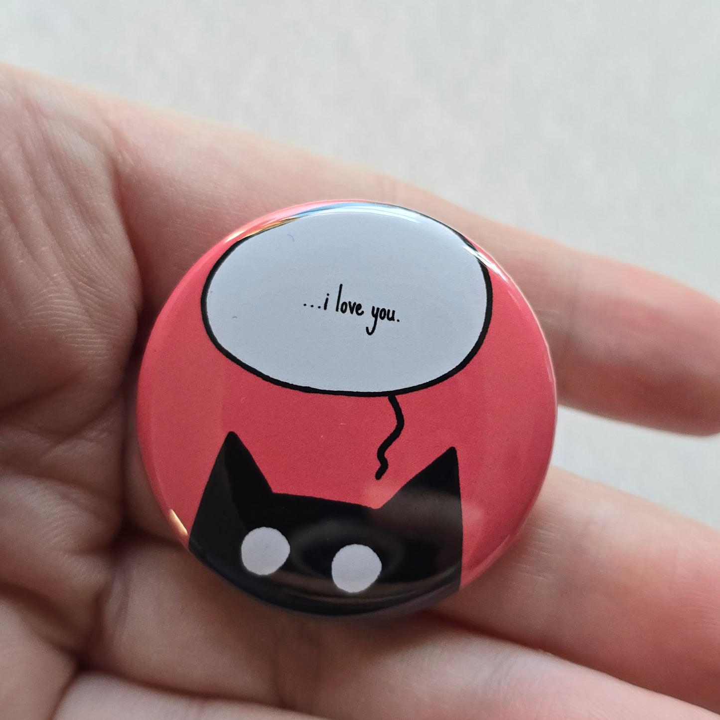 i love you Black Cat Button & Magnet