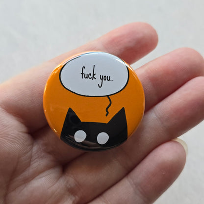 Rude Black Cat Button & Magnet