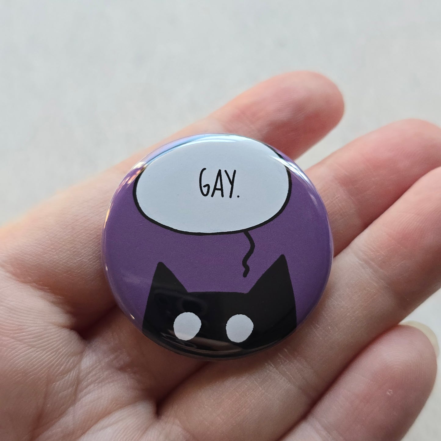 GAY Black Cat Button & Magnet