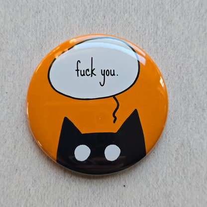 Rude Black Cat Button & Magnet