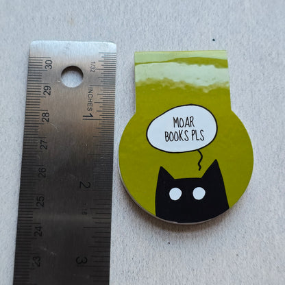 MOAR BOOKS PLS Cat Magnetic Bookmark