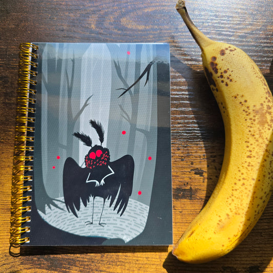 Cute Spooky Mothman in Woods Notebook
