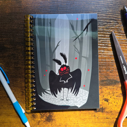 Cute Spooky Mothman in Woods Notebook