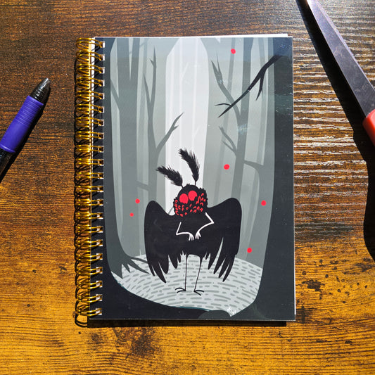 Cute Spooky Mothman in Woods Notebook