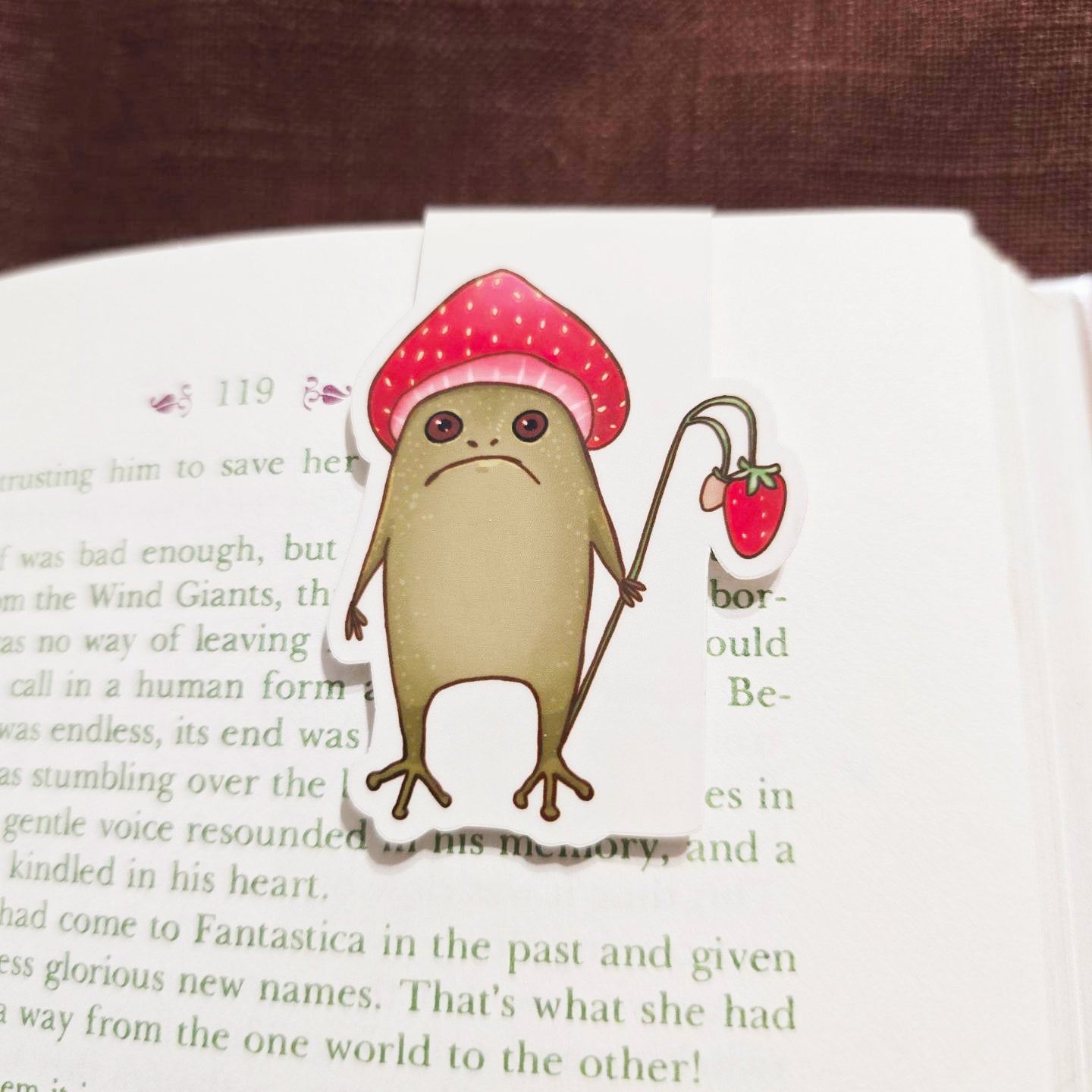 Strawberry Rain Frog Magnetic Bookmark