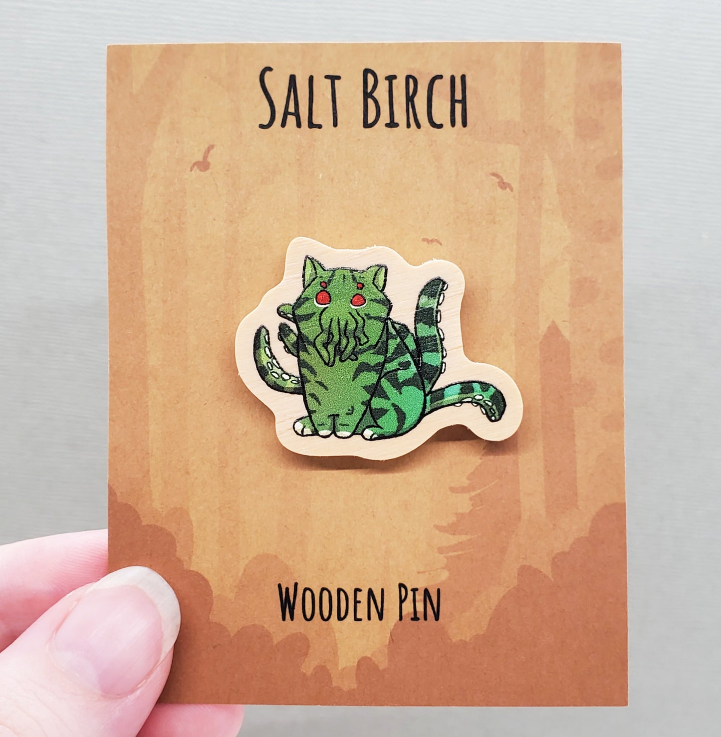 1.5" Cat-thulhu Wooden Pin