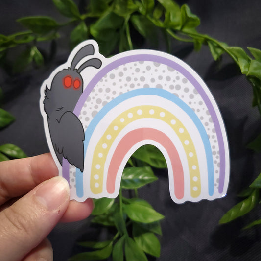 Mothman w/ Pastel Rainbow Sticker