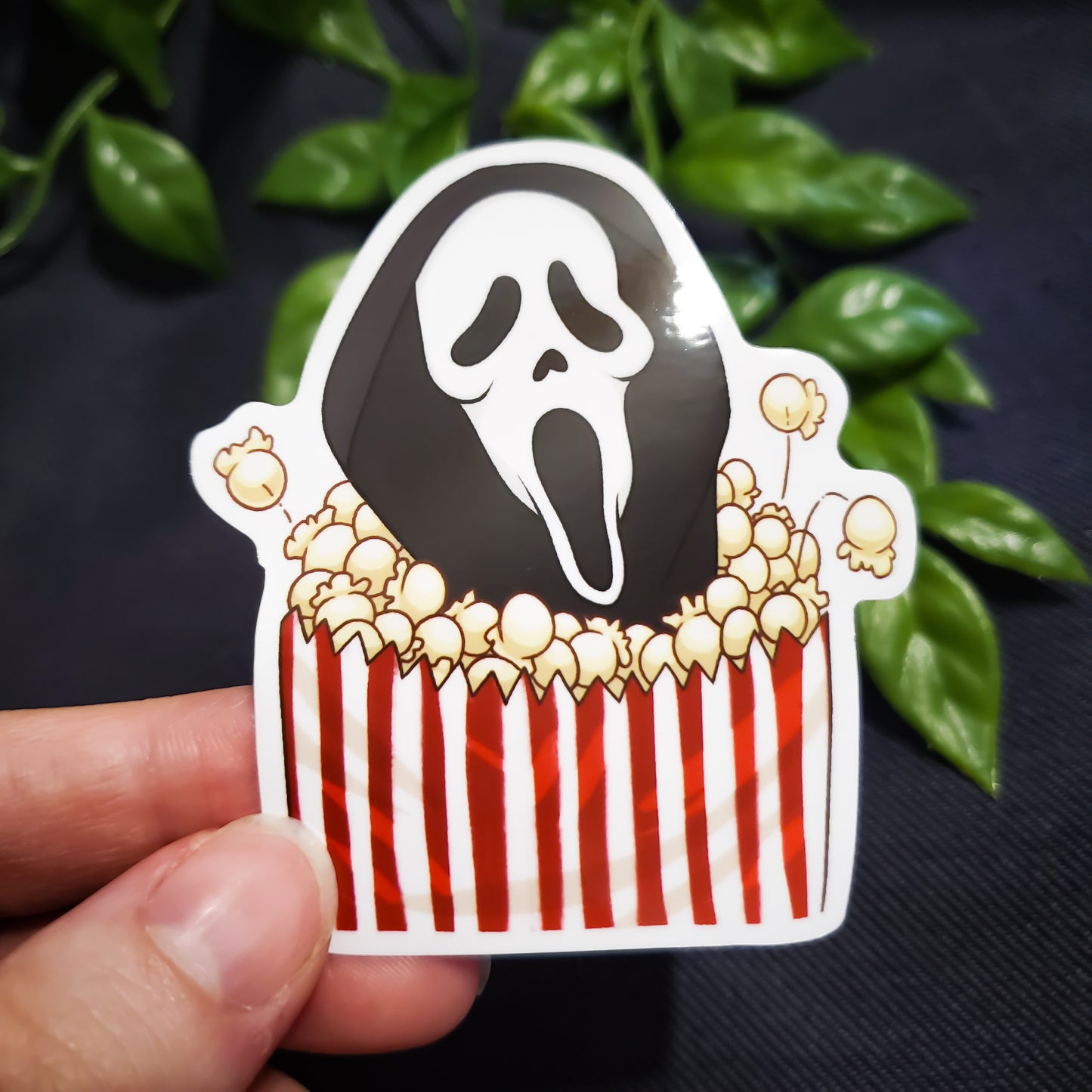 Spooky Ghost Mask Popcorn Sticker