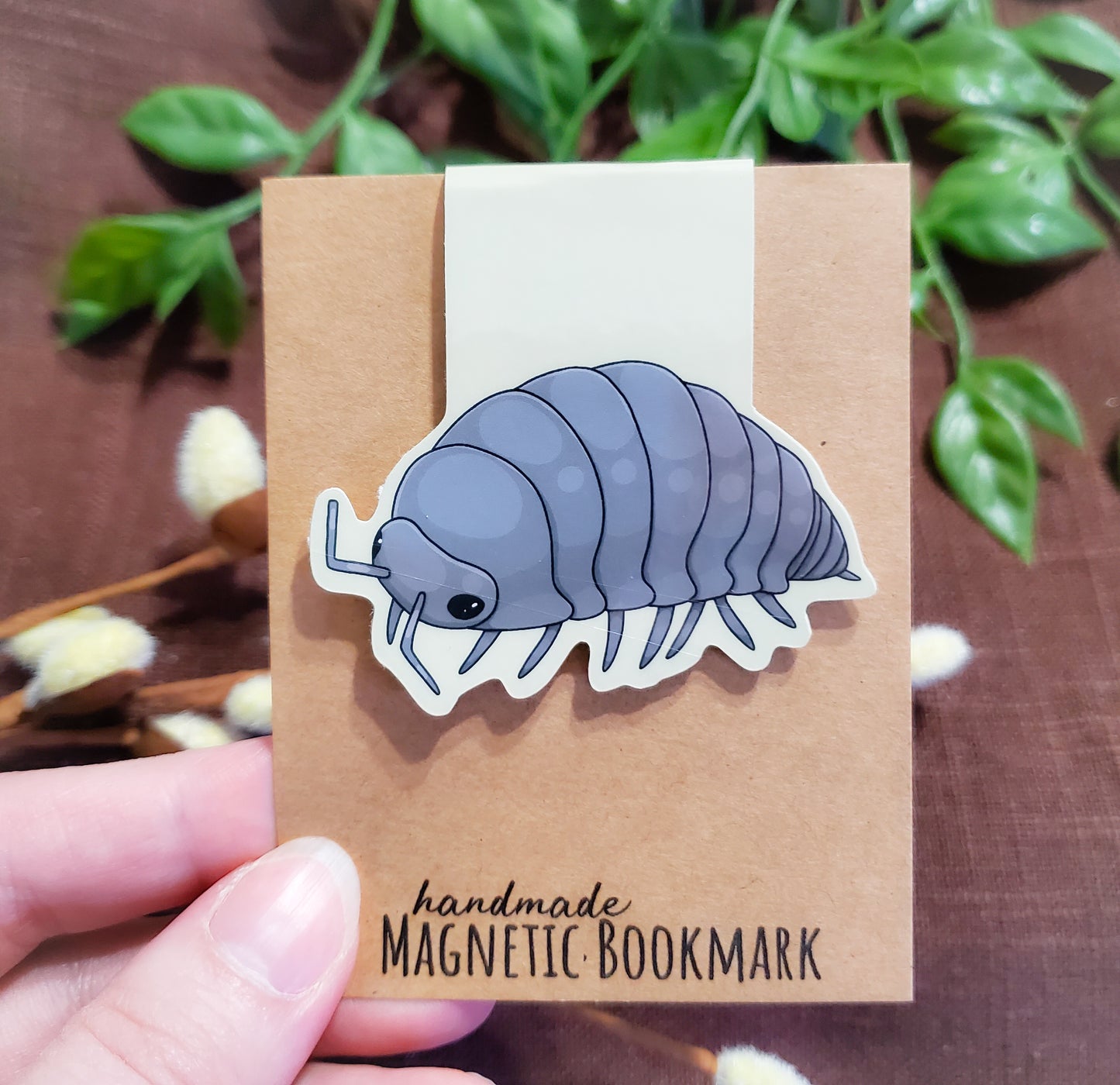 Grey Pill Bug Magnetic Bookmark