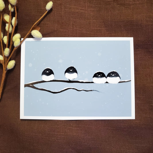 5x7 Junco Birds in Snow Art Print