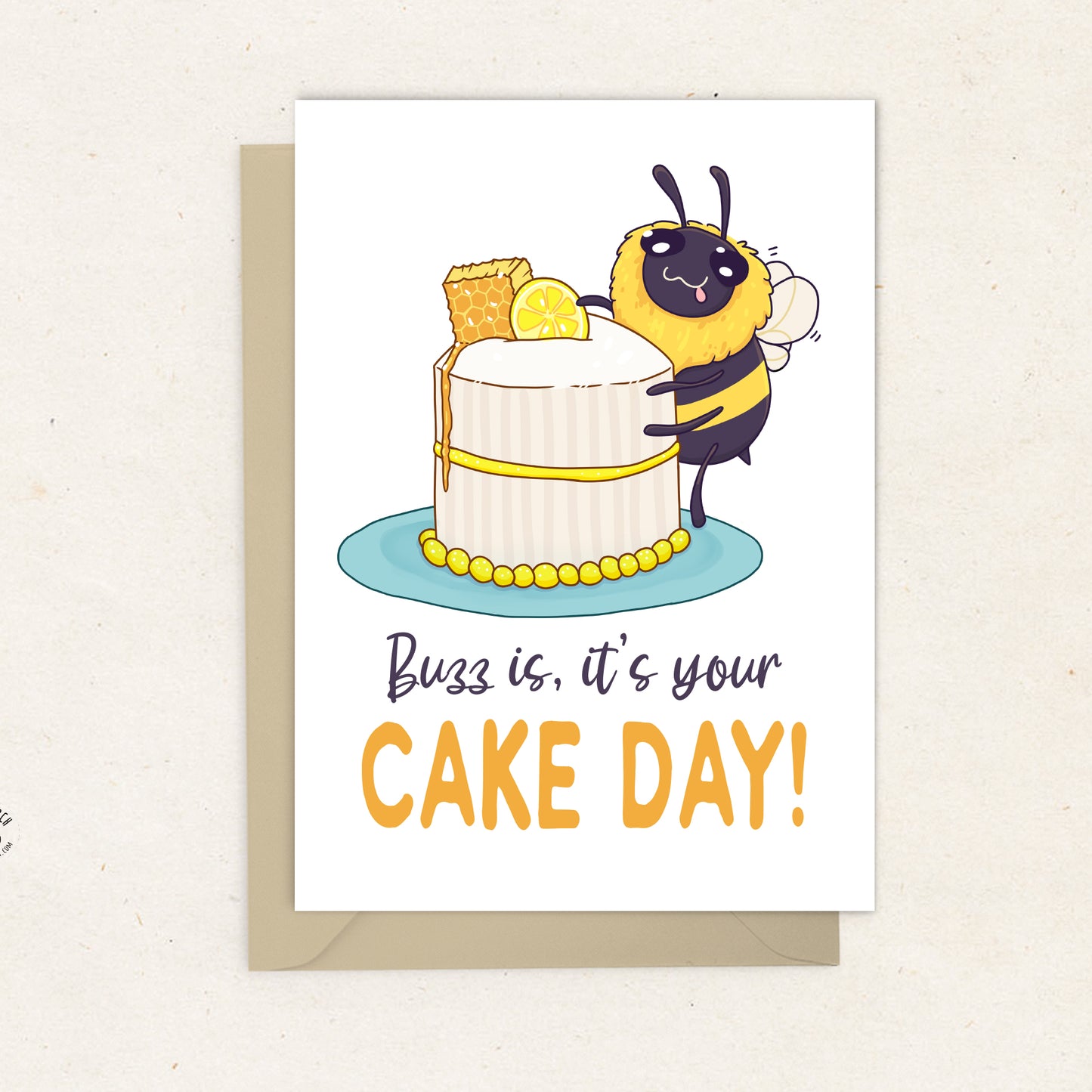 5x7 Bee Cake Day Greeting Card