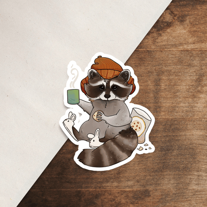 Cozy Racoon Sticker