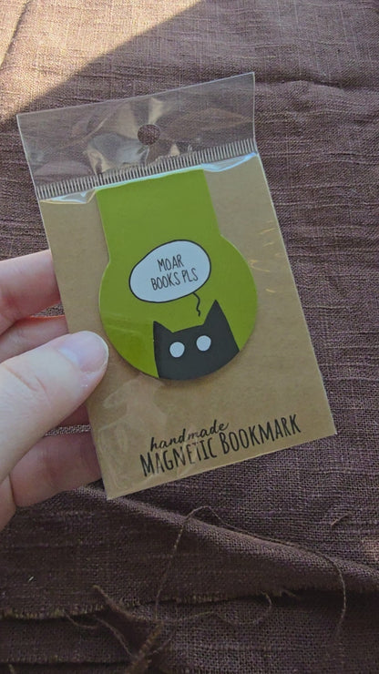 MOAR BOOKS PLS Cat Magnetic Bookmark