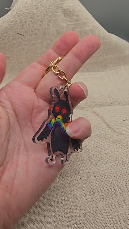 Mothman Eating His Own Rainbow Sweater Keychain Charm